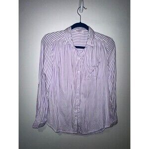 Swim cover up -Bloomingdales Beach lunch lounge Lavender &‎ White Stripe Shirt
